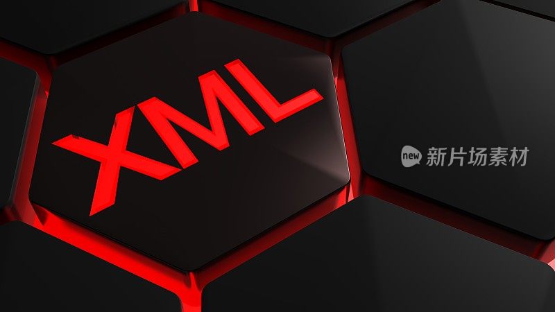 red XML on hexagone - 3D渲染